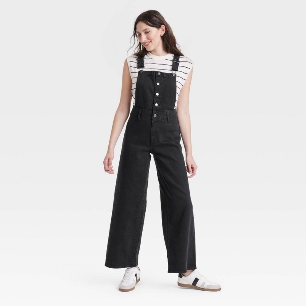 Denim Sailor Overalls Wide-Leg